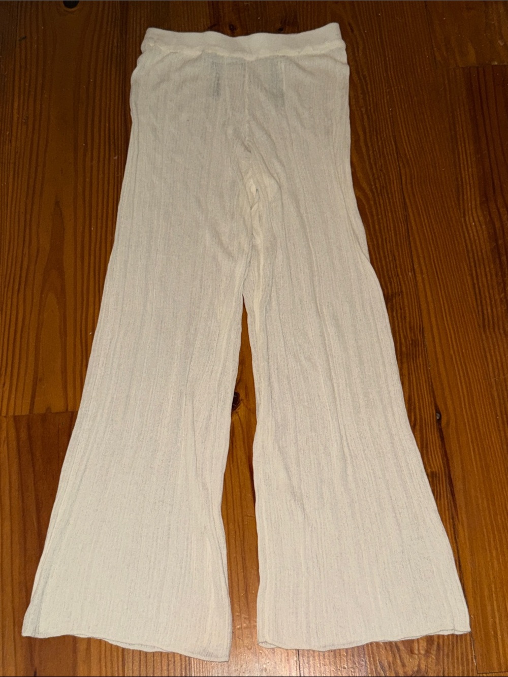 NEW Zara Cream Wide-Leg Knit Pants